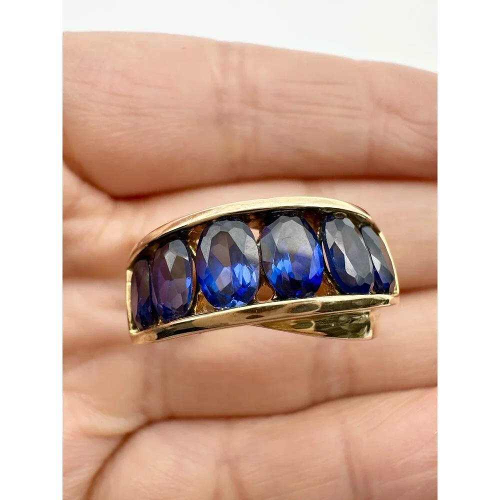 Ross Simons Sterling Silver 14k Gold Vermeil Blue Topaz Ring Size 9